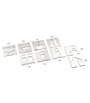 Pictogrammes découpés sur plaque inox 100 mm