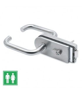 Serrure pour porte de sanitaire en verre
