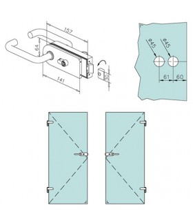 Serrure pour porte de sanitaire en verre