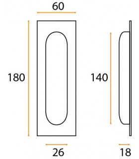 Poignée cuvette inox XL rectangulaire technique
