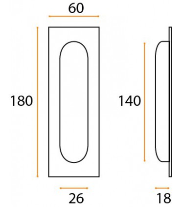 Poignée cuvette inox XL rectangulaire technique