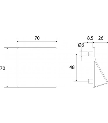 Ligne Origami forme carré 70 x 70 mm