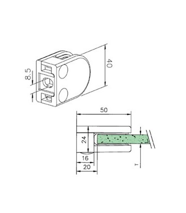 Pince a verre à talon plat - modèle 20 - Inox aisi 316