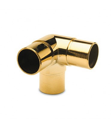 Raccord trois départs à 90° effet laiton poli