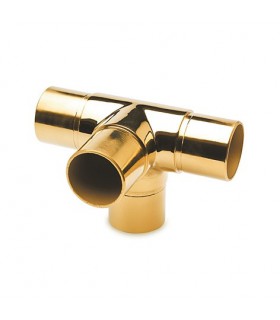 Raccord quatre départs à 90° en T effet laiton poli