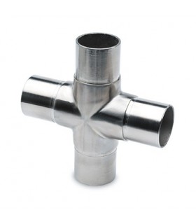 Raccord quatre départs à 90° en croix effet inox brossé
