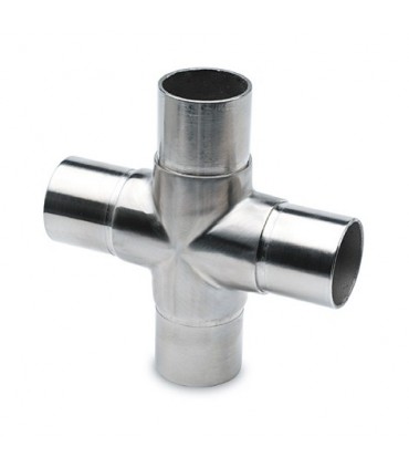 Raccord quatre départs à 90° en croix effet inox brossé