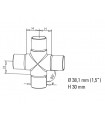 Raccord quatre départs à 90° en croix pour tube Ø 38 mm