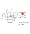 Raccord trois départs à 135° en T pour tube Ø 38 mm