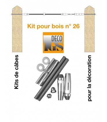 Kit 26 pour montage droit entre 2 poteaux en bois