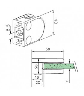 Pince a verre à talon plat - modèle 20 - Zamak effet inox Pince a verre à talon plat - modèle 20 - Zamak effet inox