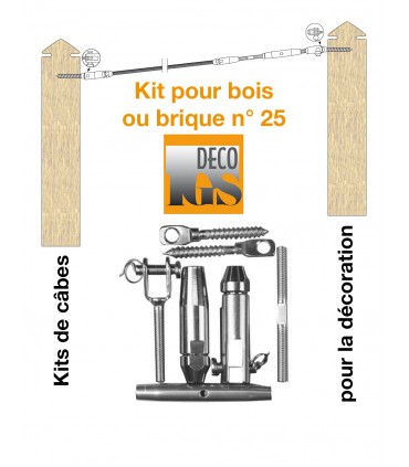 Kit 25 pour montage orientable entre murs ou mixte mur / bois
