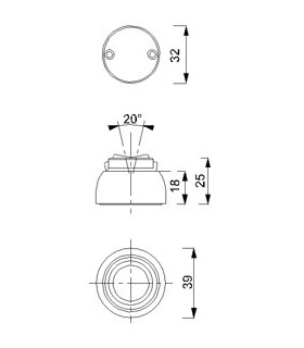 Butoir mural magnétique rond sur rotule 20°