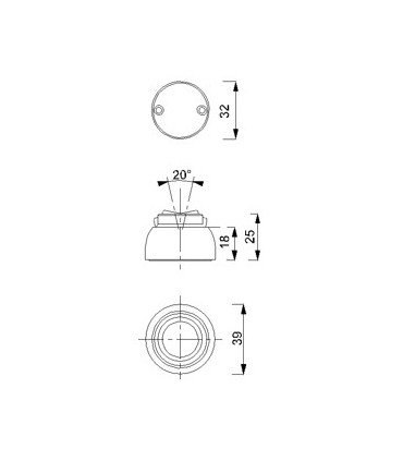 Butoir mural magnétique rond sur rotule 20°