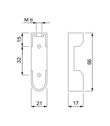Embase chromé brillant pour tube ovale de 30 x 15 mm