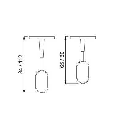 Embase réglable chromé brillant pour tube ovale de 30 x 15 mm