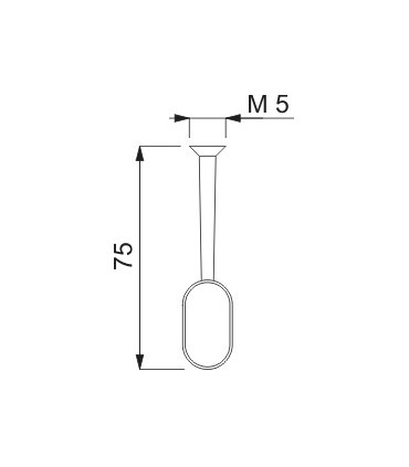 Embase chromé brillant sans platine pour tube ovale de 30 x 15 mm