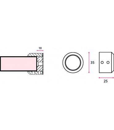Support d'extrémité fixation murale pour Ø 25 mm