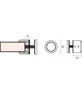 Support d'extrémité pour Ø 25 mm fixation sur verre Support d'extrémité pour Ø 25 mm fixation sur verre