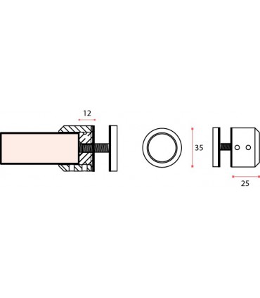 Support d'extrémité pour Ø 25 mm fixation sur verre