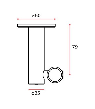 Connecteur intermédiaire pour tube Ø 25 mm fixation plafond