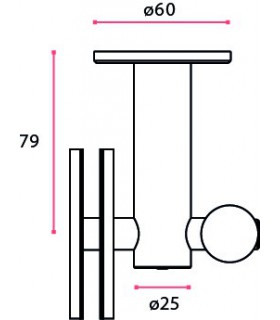 Connecteur de départ pour tube Ø 25 mm fixation plafond et reprise sur imposte verre fixe Connecteur de départ pour tube Ø 25 mm fixation plafond et reprise sur imposte verre fixe