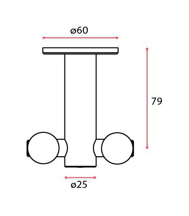 Connecteur intermédiaire double pour tube Ø 25 mm fixation plafond