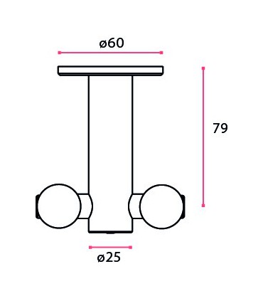 Connecteur de départ double pour tube Ø 25 mm fixation plafond