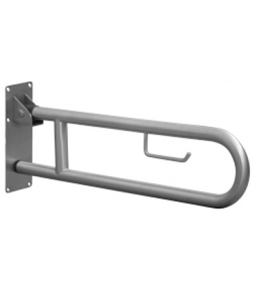 Barre d'appuie relevable avec porte rouleau papier wc