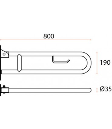 Barre d'appuie relevable avec porte rouleau papier wc