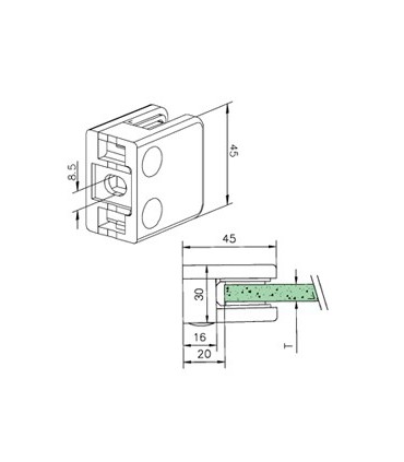 Pince a verre à talon plat - modèle 21 - Zamak doré brillant