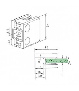 Pince a verre à talon plat - modèle 21 - Zamak effet inox brossé Pince a verre à talon plat - modèle 21 - Zamak effet inox brossé