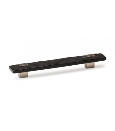 Poignée de meuble Série Bambu noir et nickel satiné
