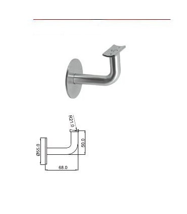 Support mural inox pour main courante sur platine extra plate