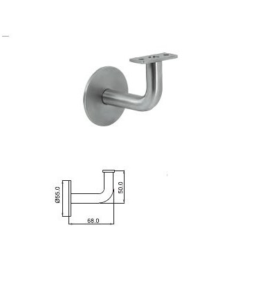 Support mural inox pour main courante sur platine extra plate