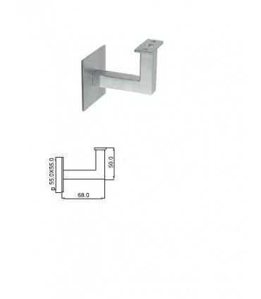 Support mural carré pour main courante sur platine extra plate