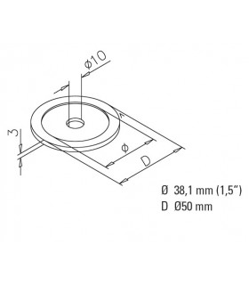 Embase Ø 50 mm pour tube Ø 38 mm