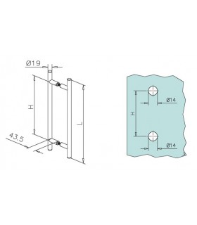 Paire de poignée baton de maréchal en inox Ø 19 mm
