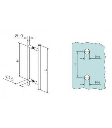 Paire de poignée baton de maréchal en inox Ø 19 mm