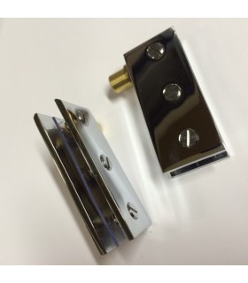 Set de 2 Charnières pince pivot pour porte de vitrine en verre Set de 2 Charnières pince pivot pour porte de vitrine en verre