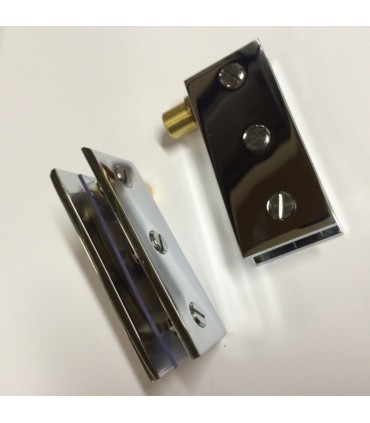 Set de 2 Charnières pince pivot pour porte de vitrine en verre