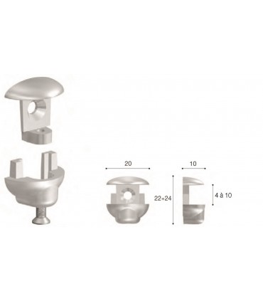 Taquet en métal pour étagère en verre