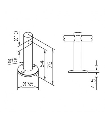 Support ouvert sur platine pour barre chapelière Ø 10