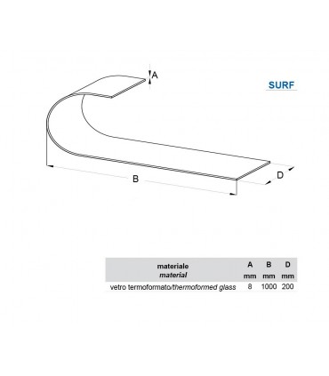 Etagère murale en verre Surf