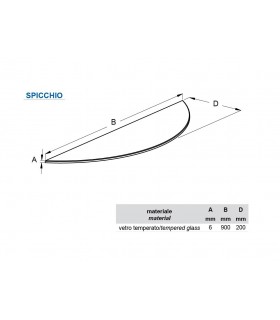Tablette murale en verre découpe arrondie 900/200 mm