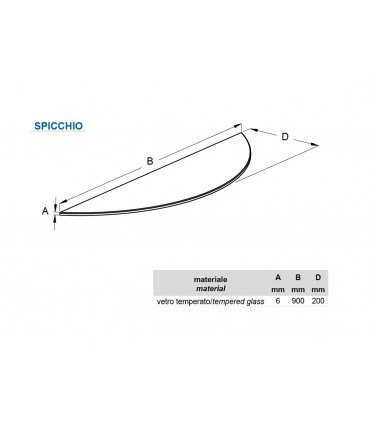 Tablette murale en verre découpe arrondie 900/200 mm