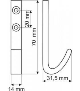 Patère en aluminium simple crochet plat