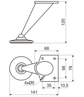 Pieds de meuble design hauteur 120 mm