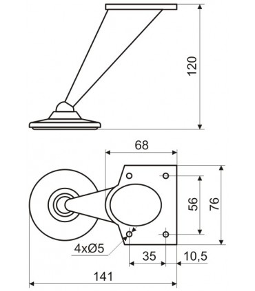 Pieds de meuble design hauteur 120 mm