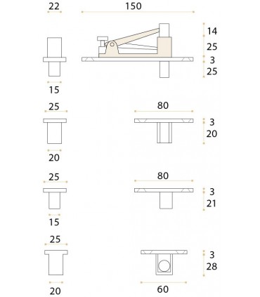 Kit pivot pour porte double action en bois maxi 200 kg